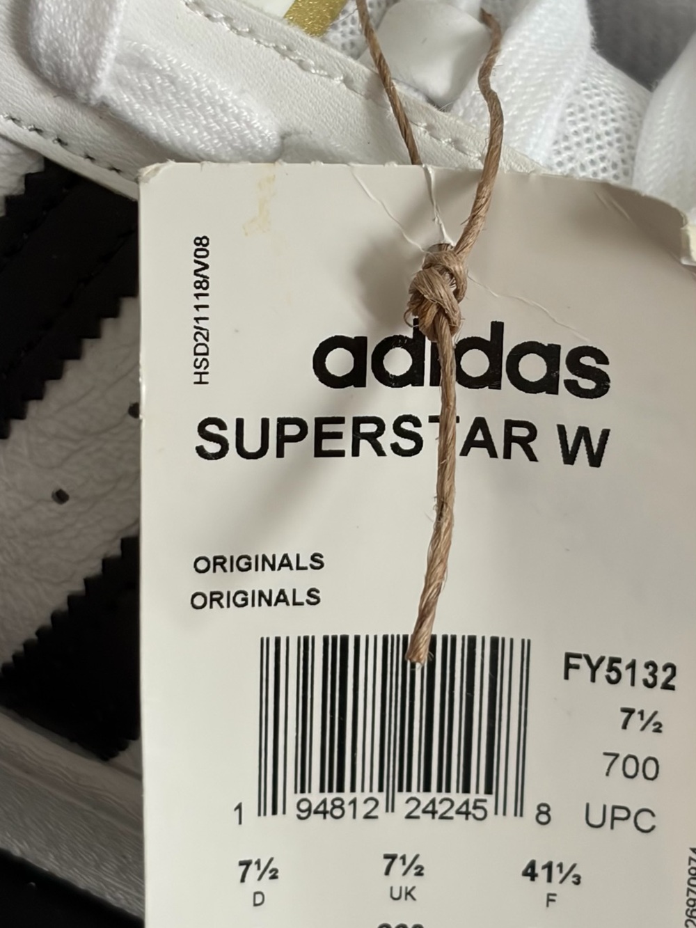 adidas White & Black Low-Top Sneakers with Gold Accents - Picture 6 of 6